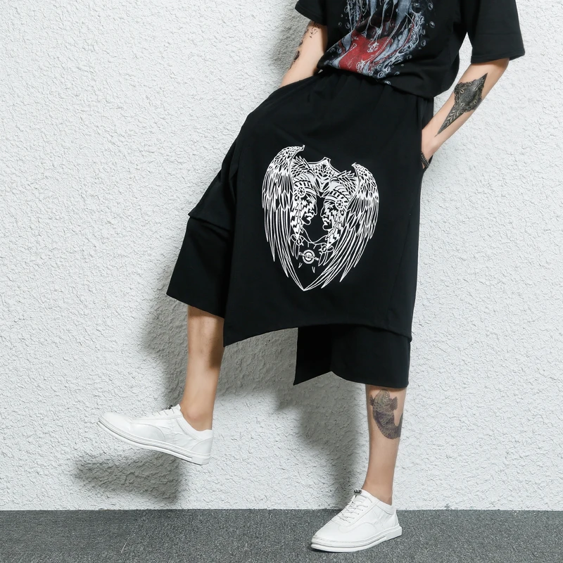 Pantalones Ocio Impresión Moda 2019 Asimétrica Trajes La Los De Hombres Overoles Personalidad Black Estilista Dos Falso Después Ropa Nuevo axzC0q0