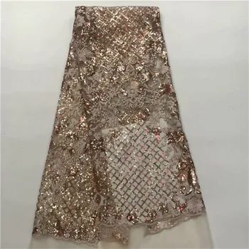 

Sequins French Lace Fabric 2018 Hot Sale Organza Flower Nigerian Laces High Quality African Tulle Lace Fabrics For Women Dress