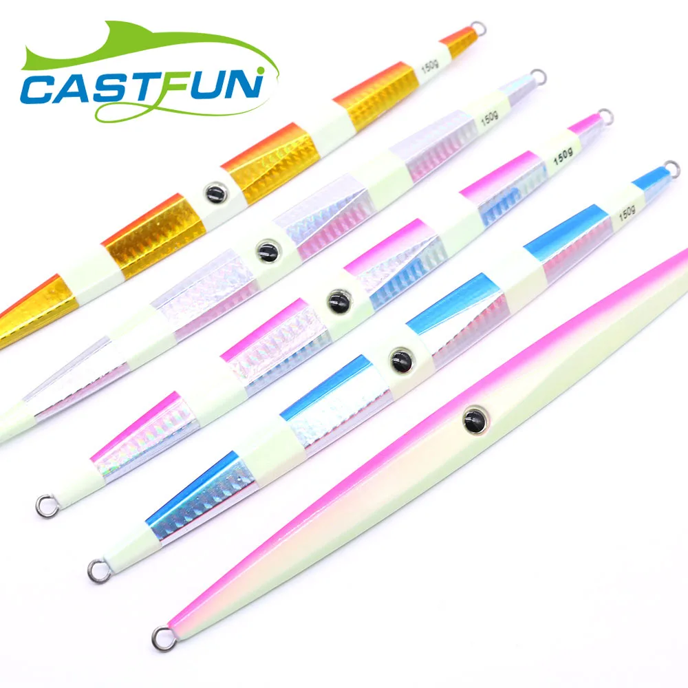 

CASTFUN Fishing 150g 200g 250g 300g 5pcs/ Lot Glow Lead Jig Ocean Boat Jigging
