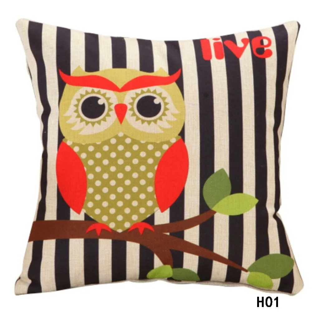 

Hot sale 7 colors cartoon Lovely Owl decorative cushion covers for sofa car office Chair cushion cover 45x45cm pillow cover