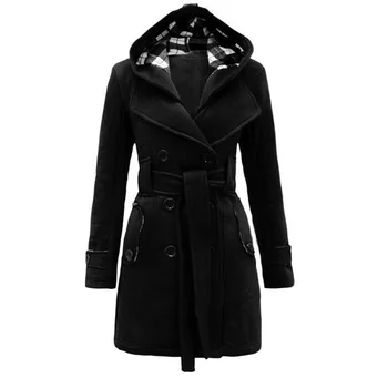 

Long Wool Coat Women Dovetail Hem Stylish Lapel Office Wear Plus Size Winter Skinny Ladies Simple Elegant Casual Overcoats