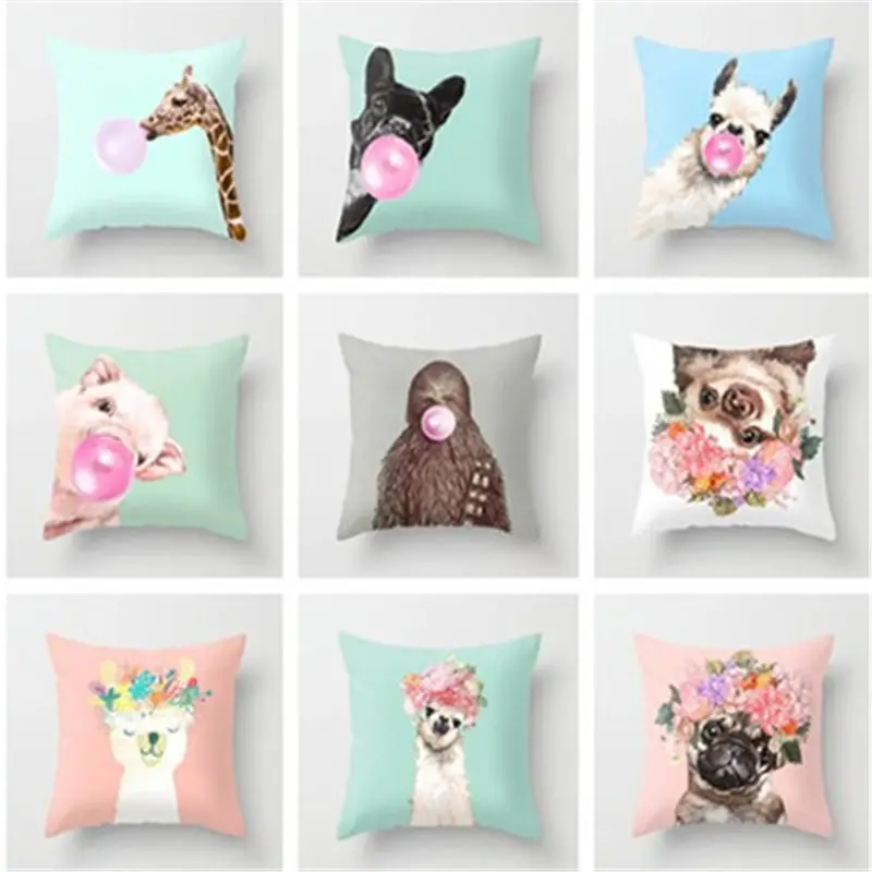 New 1 Piece 45 45cm Cartoon Animal Printed Polyester Peachskin