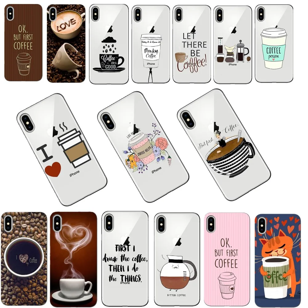 

Ok But First Coffee phone Cases for iphone 7 7Plus Soft silicon Case For iphone 5 5S SE X 6 6s 6Plus 6splus 8 8plus back cover