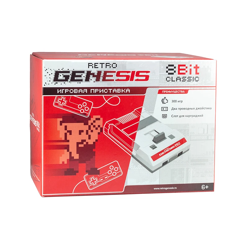 Игровая приставка Retro Genesis 8 Bit Classic+ 300 игр(AV кабель, 2 проводных джойстика