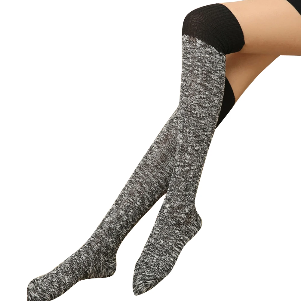 Over Knee Wool Knit Stockings Winter Thigh high Women Fashion Warm
