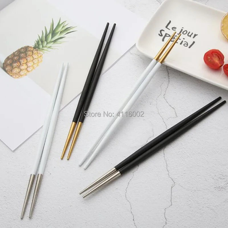

50 pairs Hashi Chopsticks Stainless Steel Food Grade Japanese Food Chop sticks Sushi Dinnerware Korean Metal Chopsticks