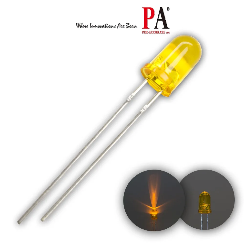 

PA LED 100pcs x 5.0 mm ROUND DIP Emitting Diodes LED LAMP Yellow 150MCD