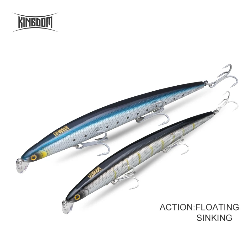 

Kingdom Fishing Lure Sea Fishing Jerkbait Bait 180mm 29g/33g Floating Slow Sinking Wobblers Minnow Six Color Model 5333-S