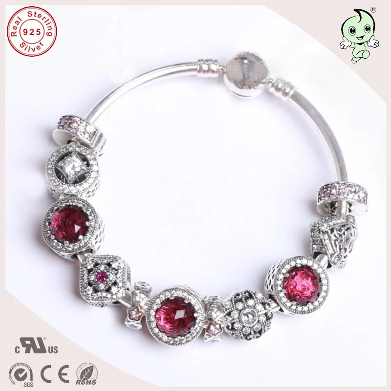 New Arrival High Quality Silver Jewelry amazing Charm Series 925 Sterling Silver bangle For Ladies for women