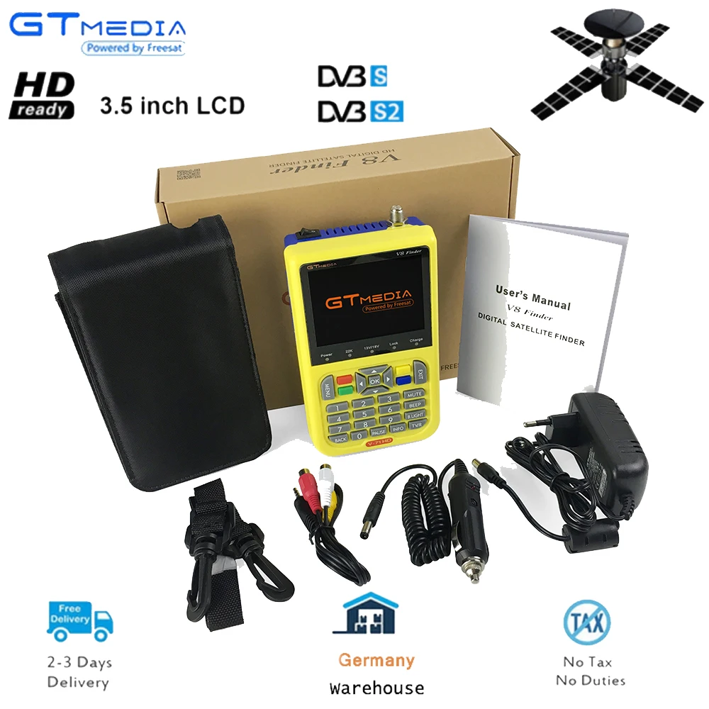 

Fully DVB compliant Freesat V8 Satellite Finder HD 1080P Satellite Finder MPEG-4 V8 Satellite Meter Finder Ship from DE/China
