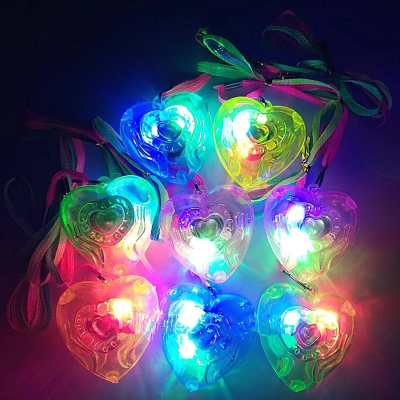 «любящее сердце» светодиодный мерцающий свет мигающее Ожерелье Подвески детские светящиеся ожерелья на день рождения сверкающие принадлежности для вечеринки