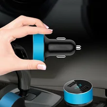 Круглый Синий Автомобильный свет двойной USB дисплей Напряжение тока зарядное устройство
