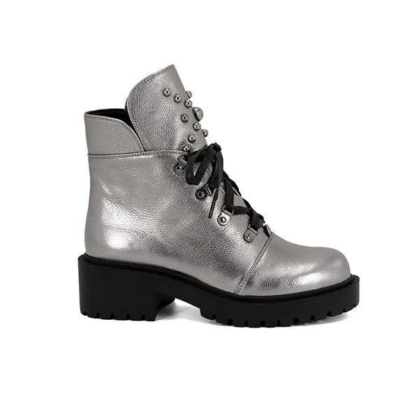 SOPHITINA/ г., весенние ботильоны из натуральной кожи женская обувь на квадратном каблуке, на шнуровке женские мотоциклетные ботинки на молнии с круглым носком, M42 - Цвет: silver