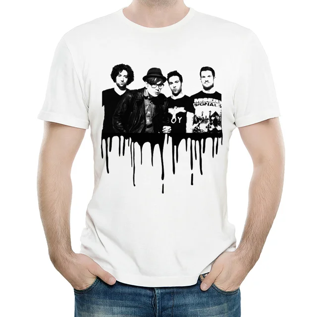 Fall Out Boy T Shirt White Color Mens Fashion Short Sleeve FOB Logo Fall Out Boy T shirt Tops