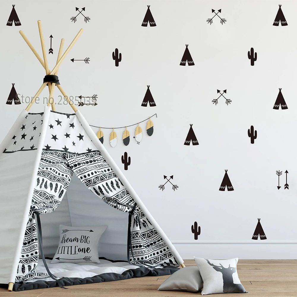 Goede 46pcs/set Teepee Tent Arrow DIY Decals Strong Self adhesive Wall HF-97