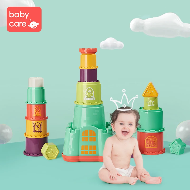 

Babycare Mini House Stack Cup Multifunction Educational Baby Toys Rainbow Color Figures Folding Tower Funny Piles Cup Nested Toy