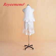 2 слоя кружевной кромки вуаль с расческой палец Длина свадебная вуаль