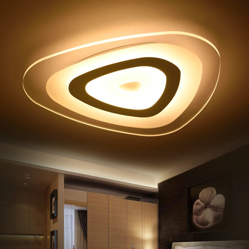 Ультратонкие накладные треугольные современные светодиодные потолочные лампы для гостиной спальни люстры для дома Dec потолочный светильник
