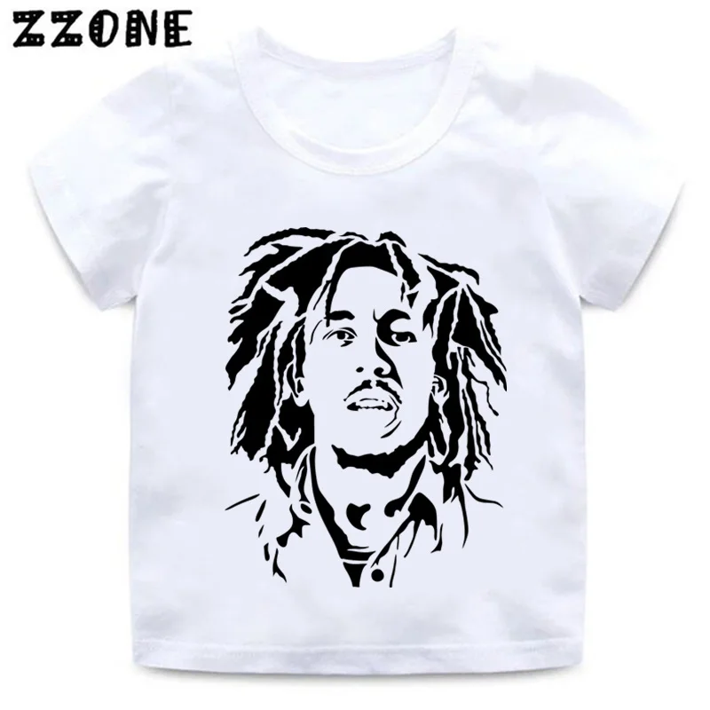 Футболка с принтом «Jamaica Singer Bob Marley Reggae Rastafari» для мальчиков и девочек детская забавная белая футболка Детская летняя одежда HKP5208 - Цвет: whiteJ