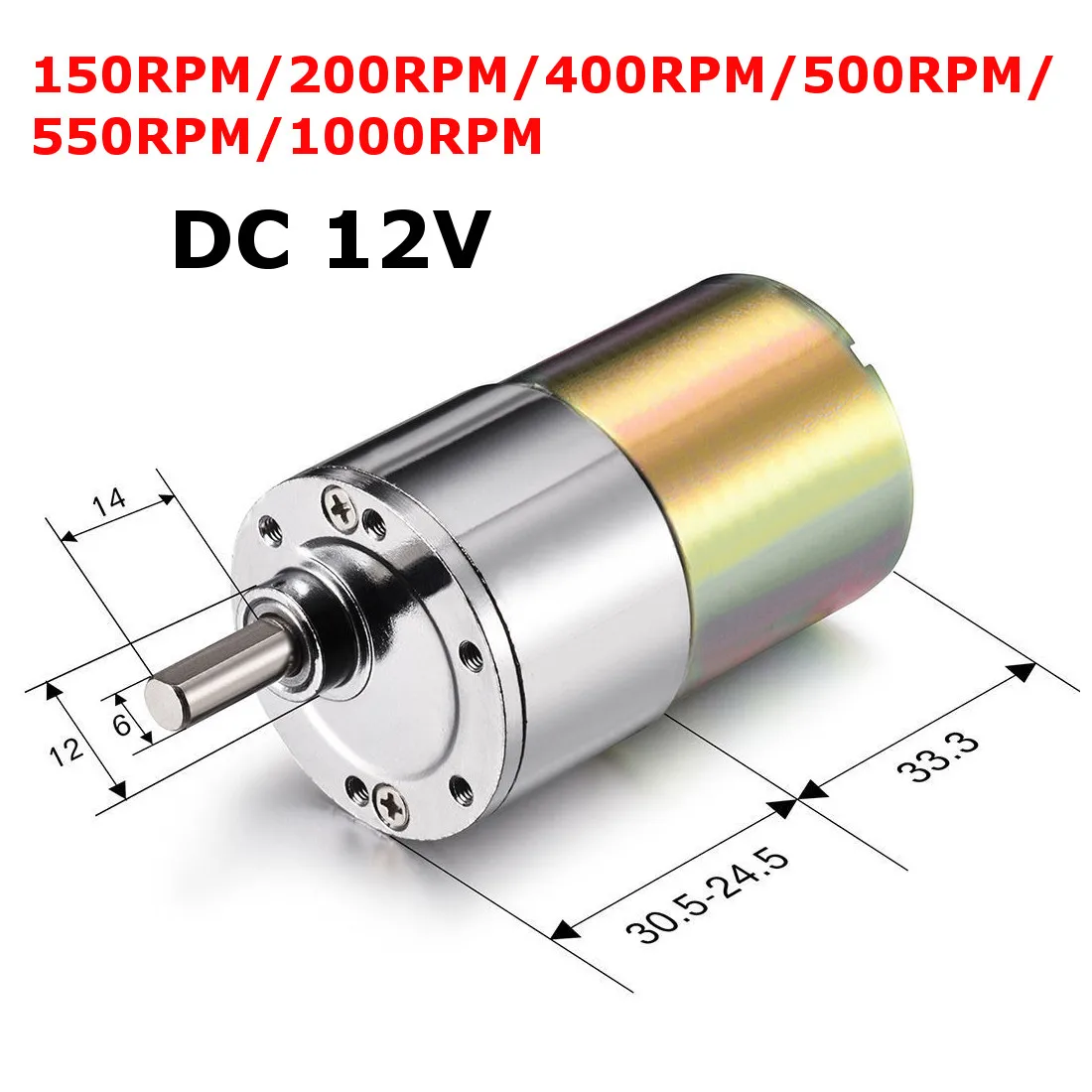 DC 12V 150/200/400/500/550/1000 об/мин Мощный высокий крутящий момент Электрический мотор коробки передач Скорость сокращения