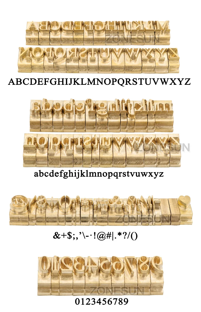 ZONESUN пользовательские латунный штамп DIY металлический алфавит, буквы, цифры, символ, кожа штампы для штамповки тяга инструмент бренд железная форма
