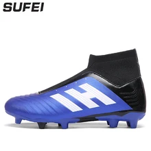 sufei Football Boots 2018 FG Soccer Shoes Men Outdoor Kids High Ankle Soocer Training Boots Socks Cleats Sport Sneakers sufei Football Boots 2018 FG Soccer Shoes Men Outdoor Kids High Ankle Soocer Training Boots Socks Cleats Sport Sneakers