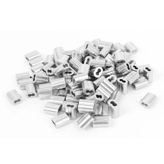 UXCELL100 Pcs 1/16″ Wire Rope Aluminum Sleeves Clip Fittings Cable Crimps Fit for Steel Wire Rope Diameter 1.8mm/1/16″