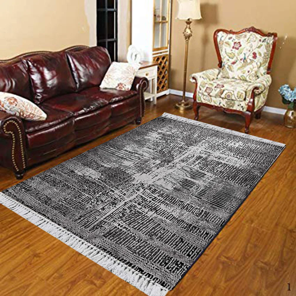 Else Nordec черно-белый ikat скандинавский геометрический 3d принт Противоскользящий килим моющийся декоративный килим Площадь Ковер богемный ковер