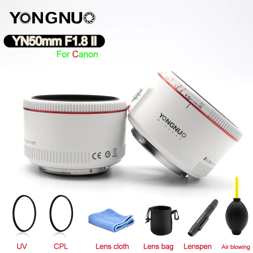 

YONGNUO YN50mm F1.8 II Large Aperture Auto Focus Lens White for Canon Bokeh Effect Camera Lens EOS 70D 5D II 5D3 600D DSLR