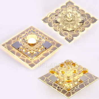 

LED Square Crystal Ceiling Light Modern Aisle Light Corridor Balcony Bedroom Living Room Embedded Lamps With