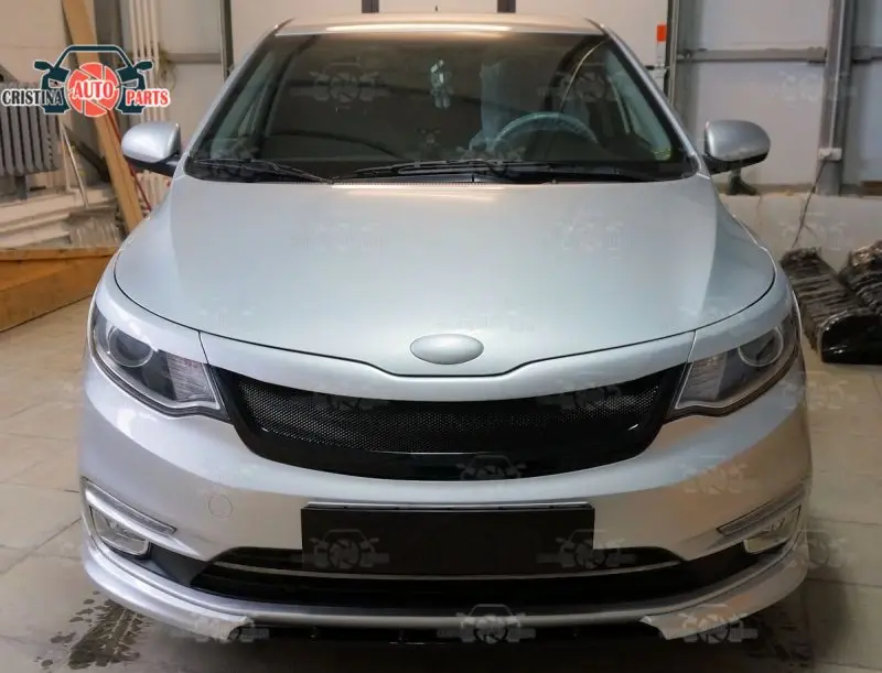 Клыки и вставки в центр для Kia Rio 3 2014 2017 на переднем бампере АБС пластик корпус