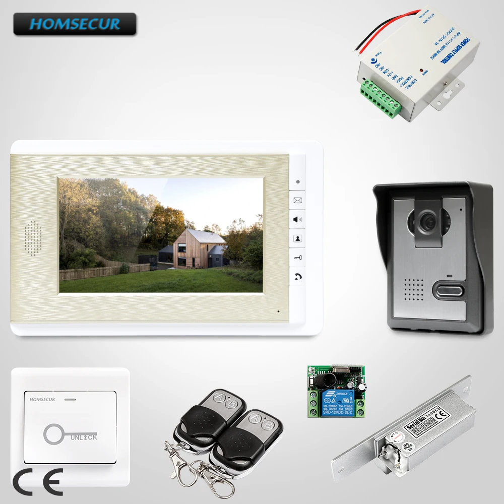 

HOMSECUR 7inch Wired Video Door Entry Security Intercom with Mute Mode for Home Security XC005+XM708-G