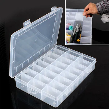 

24 Compartments Ornaments Jewelry Storage Box Plastic Adjustable Jewelry Small Things Sub-boxes Organizer Box Container