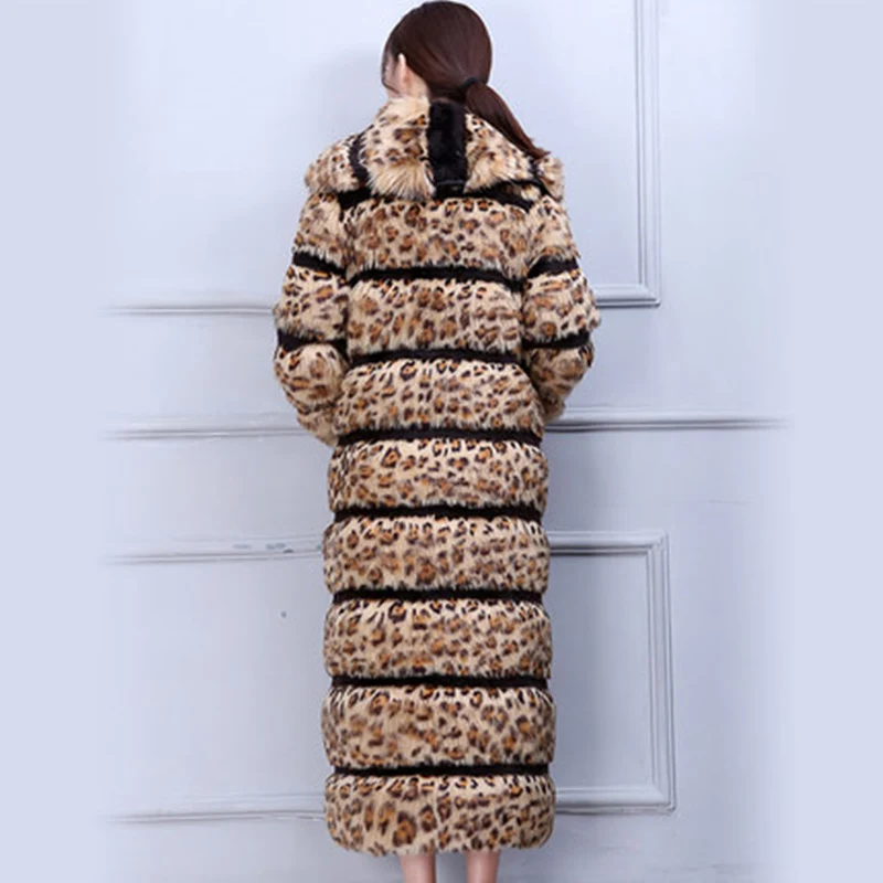 As Faux Show Taille Supérieure Sexy Lâche Fourrure Mode Femme 2019 Longue Léopard Show Qualité Long En Hf250 as Plus La Manches Rayé Imprimé De Nouvelle Fausse BxR4wRqnz