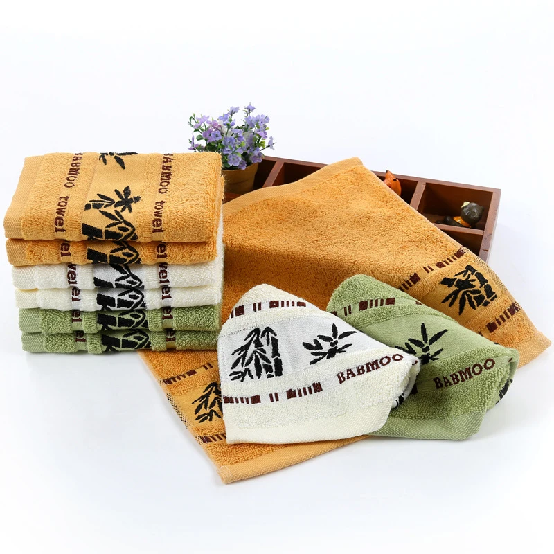 

Cotton Soft Cute Skin-friendly No Lint Bath Towel Bamboo Pattern Small Square Absorbent Drying Washing Face Towel Bamboo Fiber