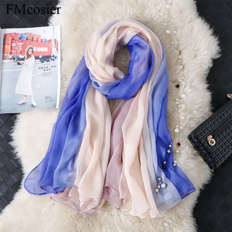 

1 Pcs 180*150cm Womens Beach Towel Scarf Shawls Summer Autumn Fashionable Women Silk Scarves Gradient Colorful designers brand