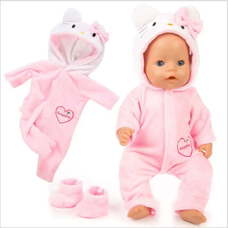 

Hot Sale Clothes For Doll Fit 18 inch 43cm Born New Baby Pink blue kitt Unicorn dress Clothes accessories For Baby Gift