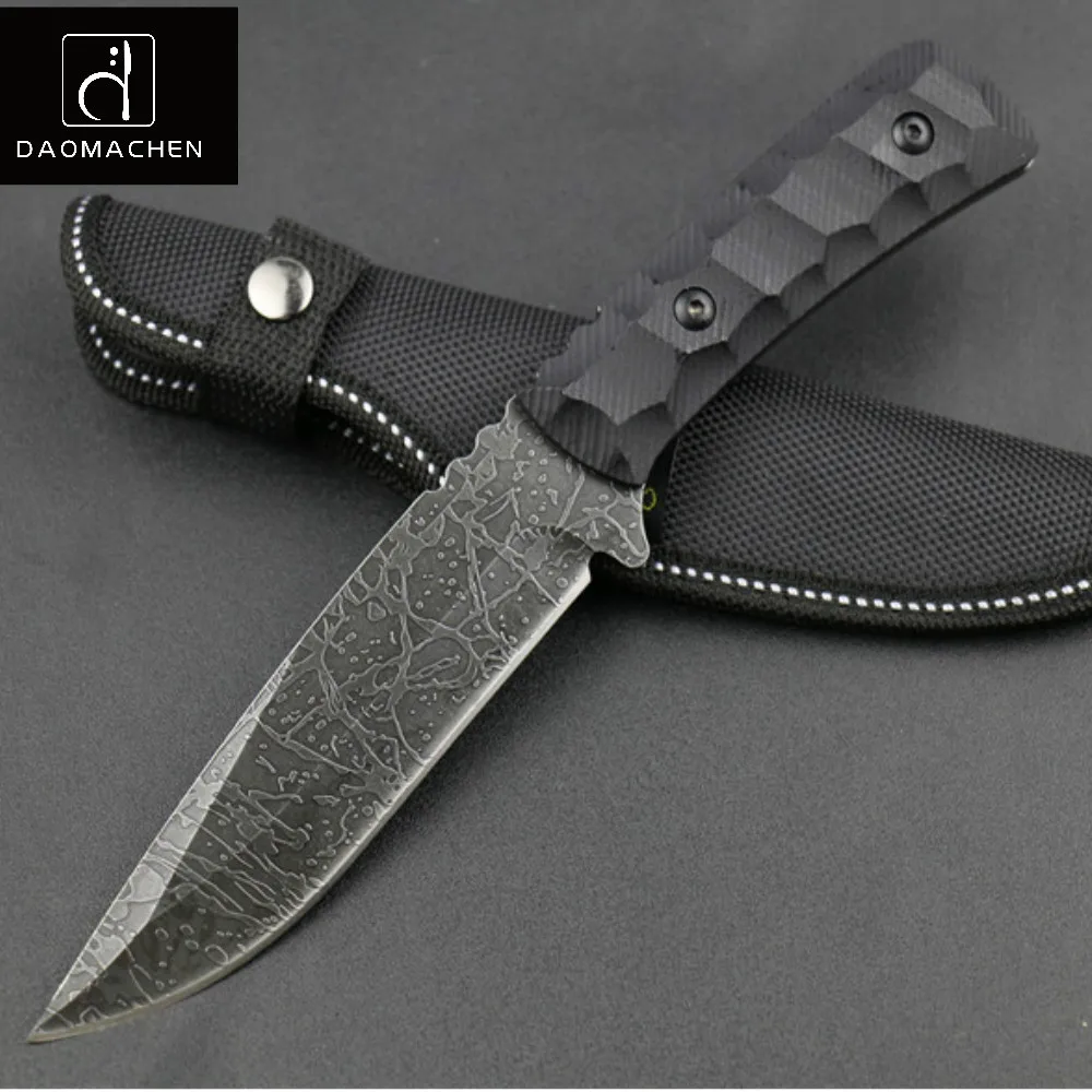 

DAOMACHEN Forging Fixed Blade Knife Hunting Knife Stone Washing Black Blade Camping Knife Tactical Tool Free Shipping