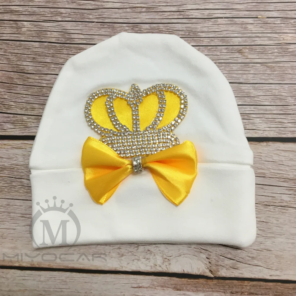 MIYOCAR от 0 до 6 месяцев, красивая корона из страз из хлопка, детская шапка, уникальный дизайн, подарок для душа, шикарная детская одежда H