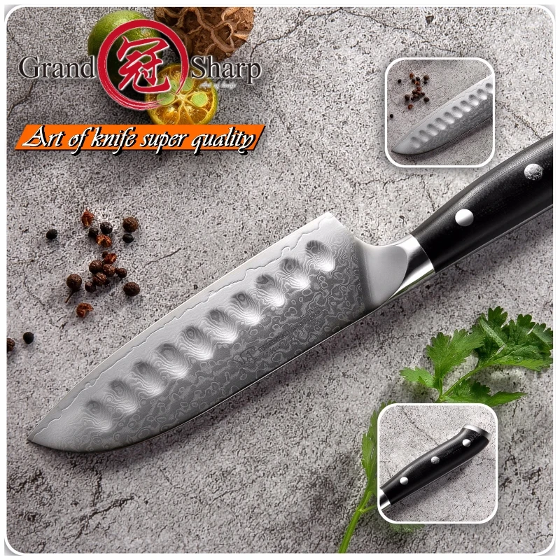 Нож Santoku 5 дюймов vg10 японский дамасский стальной кухонный нож 67 слоев высокоуглеродистой нержавеющей стали шеф-повара инструменты для приготовления пищи острые