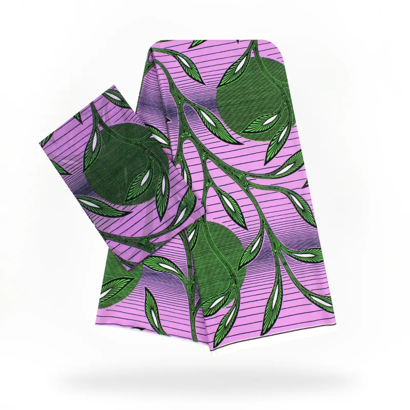 

African Style Modell Chiffon Silk Material Leaf Wax Pattern Fabric Printed 4+2 Yards/pcs 5 Colors For Dress 30