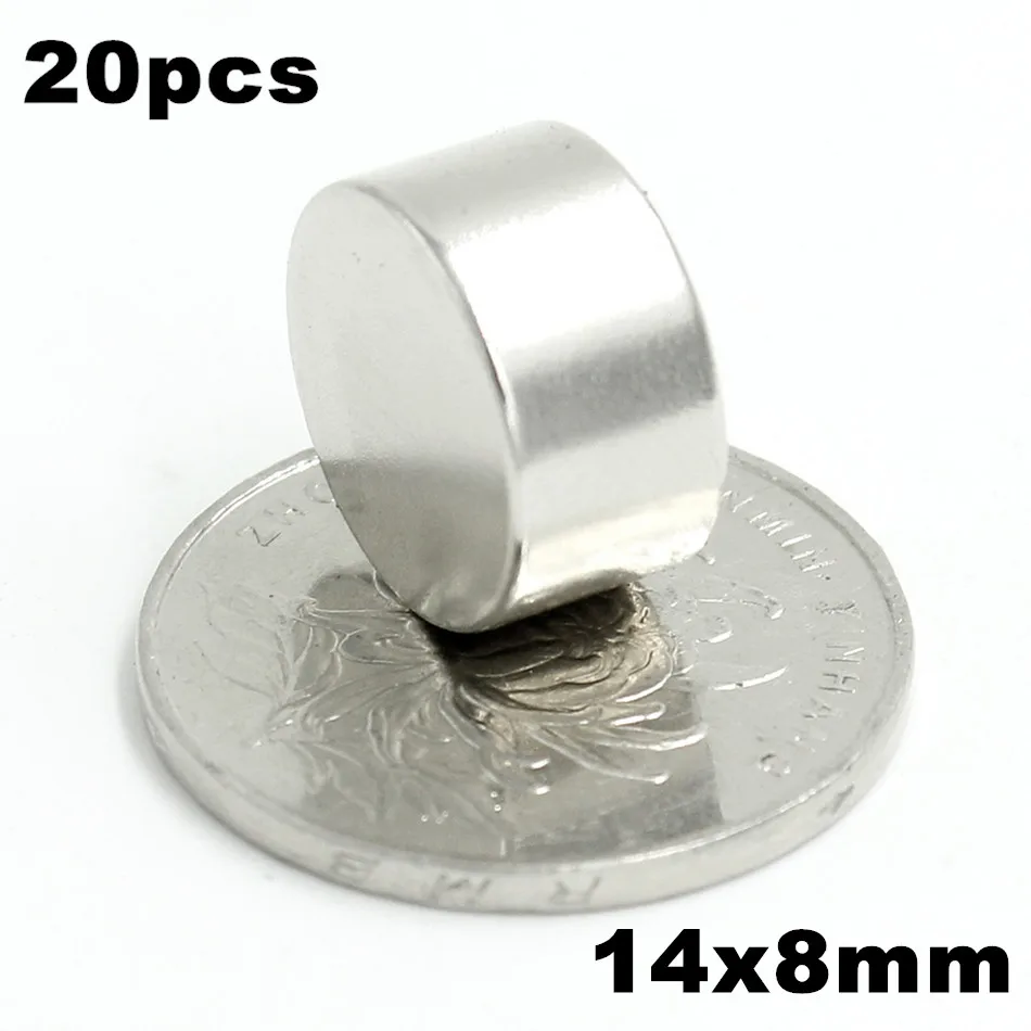 20pcs 14x8mm Super Powerful Strong Bulk Small Round NdFeB Neodymium