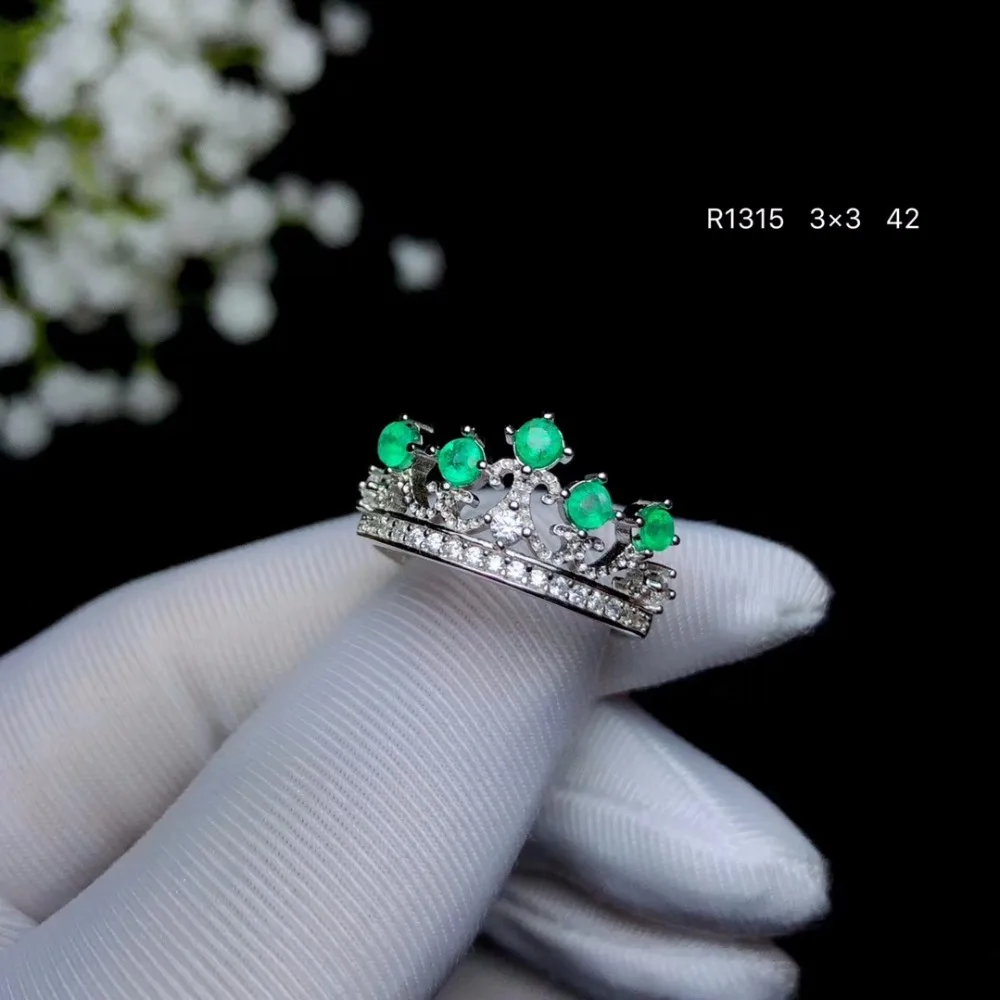 

KJJEAXCMY boutique jewelryar 925 Silver-inlaid Natural Emerald Female Ring Support Detection