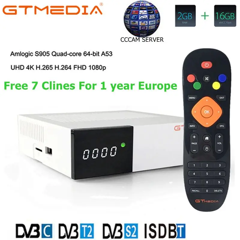 

Original Freesat GTC Receptor DVB-S2 DVB-C DVB-T2 ISDB-T Amlogic S905D Android 6.0 TV BOX 2GB RAM 16GB ROM Wifi 2.4G+BT4.0 Top