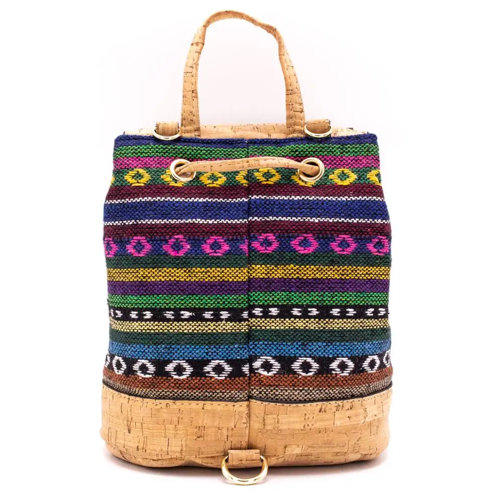  Cork backpack Colorful Textile eco vegan women vintage girls backpack Cotton Bag Casual Backpack La - 33039910028