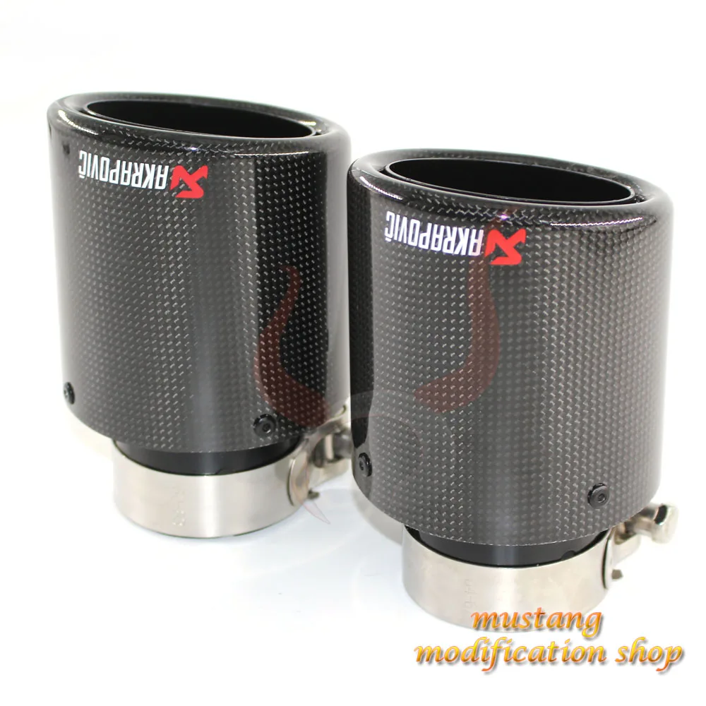 

Akrapovic Carbon Fibre Glossy Car Styling Exhaust System Muffler Pipe Tip Crimping Universal Black Stainless Steel Trim