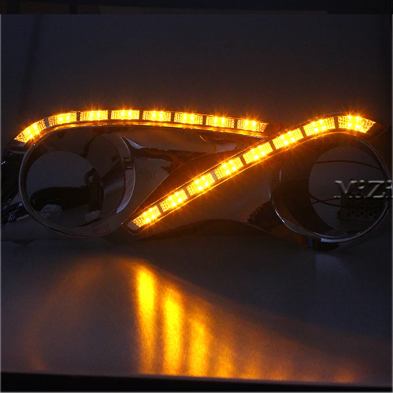 Выключите и затемнения стайлинга автомобилей Дневной светильник светодиодный DRL Габаритные огни для Toyota Highlander 2012 2013 белого и желтого цвета