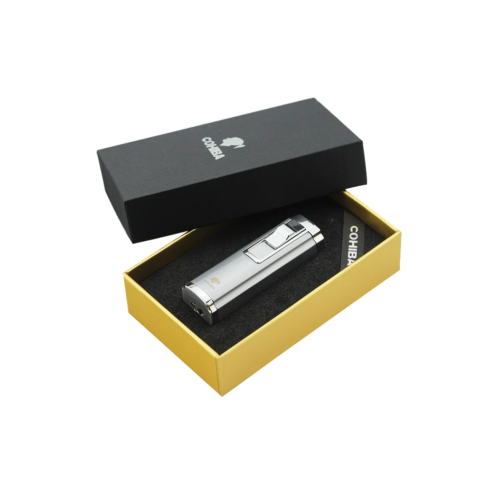 Cohiba ветрозащитная многоразовая сигарета струйная зажигалка 3 факел пламя Бутан