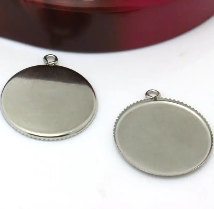 20pcs Stainless Steel Round Pendant Setting Cabochon Cameo Base Tray