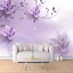 Романтический элегантный фиолетовый цветок 3D ТВ задний план стены Профессионально Производство росписи оптовая продажа, обои росписи